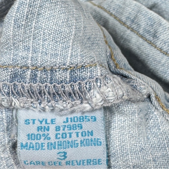 Vintage Surf OP Embroidered Floral Light Blue Jean Denim Hot Pants Shorts Size 3 - Picture 17 of 17